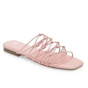 Nordstrom BP Pink Strappy Slides Sandals Size 5.5 Knotted Straps Piper Strappy
